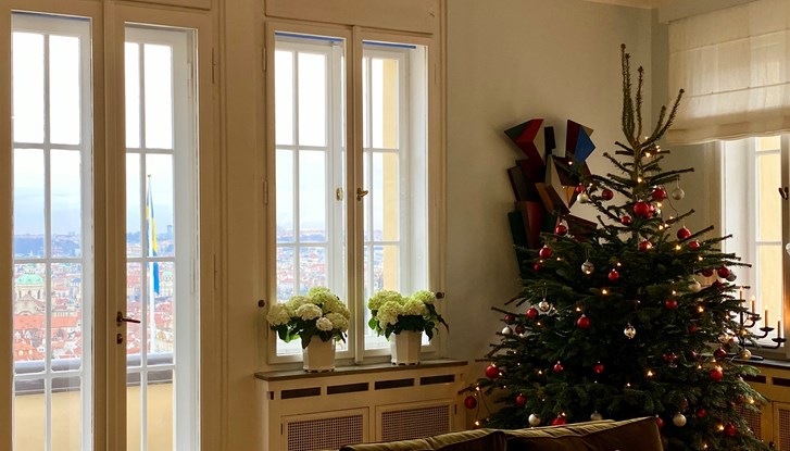 Christmas tree at the Swedish residence in Prague