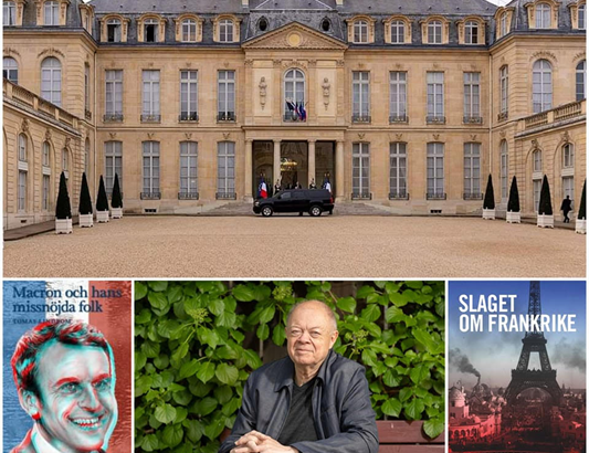 Photo du Palais de l'Élysée, photo de Tomas Lindbom et deux photos sur les couvertures de ses deux livres