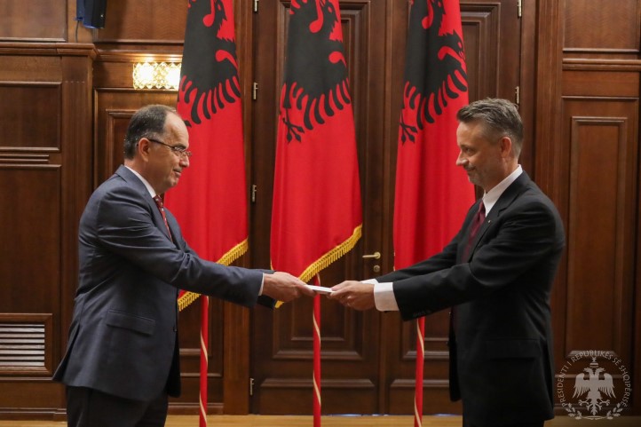 President Bajram Begaj accepting the Credential Letters of the Ambassador Niklas Ström.