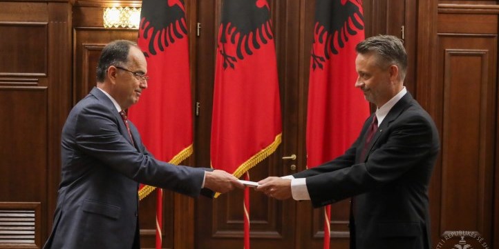 President Bajram Begaj accepting the Credential Letters of the Ambassador Niklas Ström.