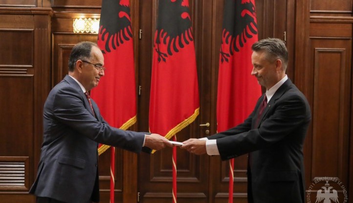 President Bajram Begaj accepting the Credential Letters of the Ambassador Niklas Ström.