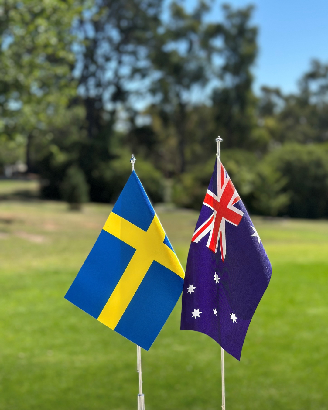 Australia and Sweden's flags