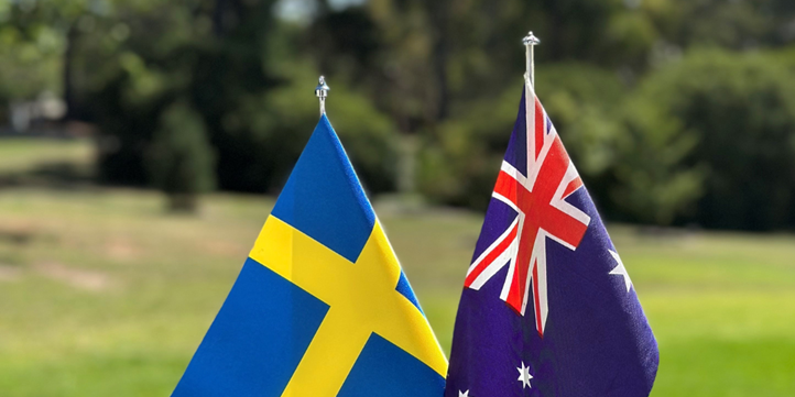 Australia and Sweden's flags