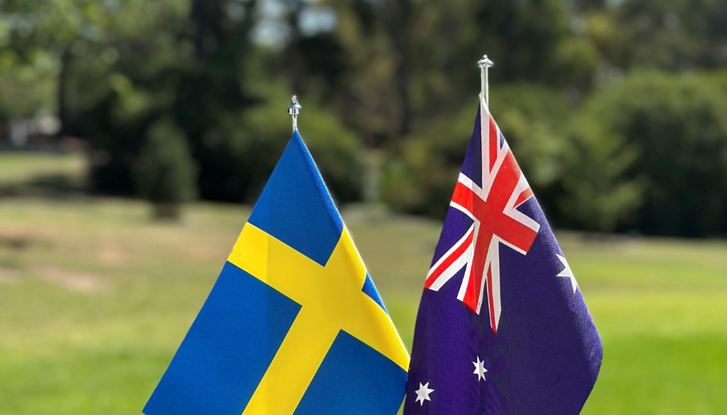 Australia and Sweden's flags