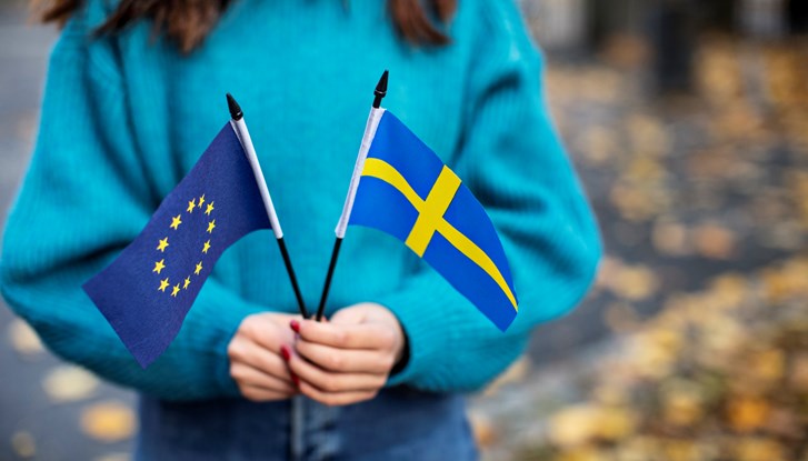 Foto på flicka med flaggor