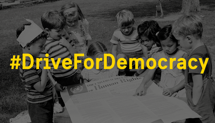 drive for democracy banner
