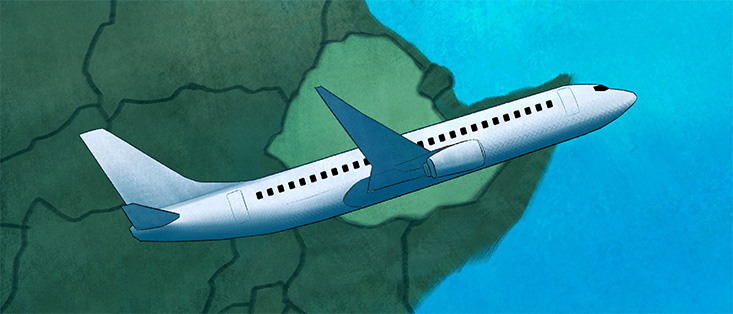 Drawing airplane over Ethiopia