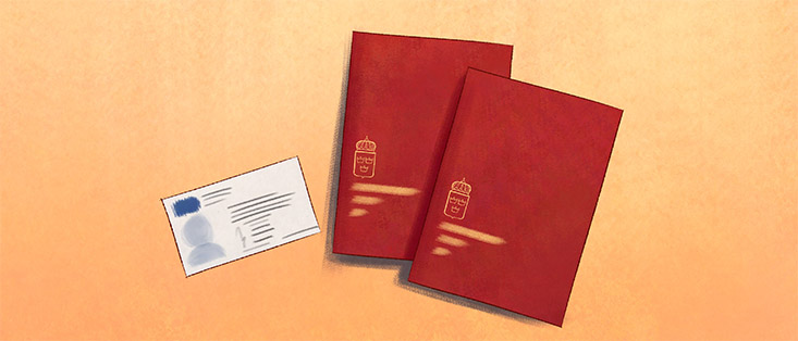 Drawing of passport and ID card