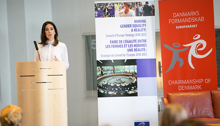 Crown Princess Mary of Denmark at the conference in Copenhage the Council of Europe's five year Gender Equality Strategy