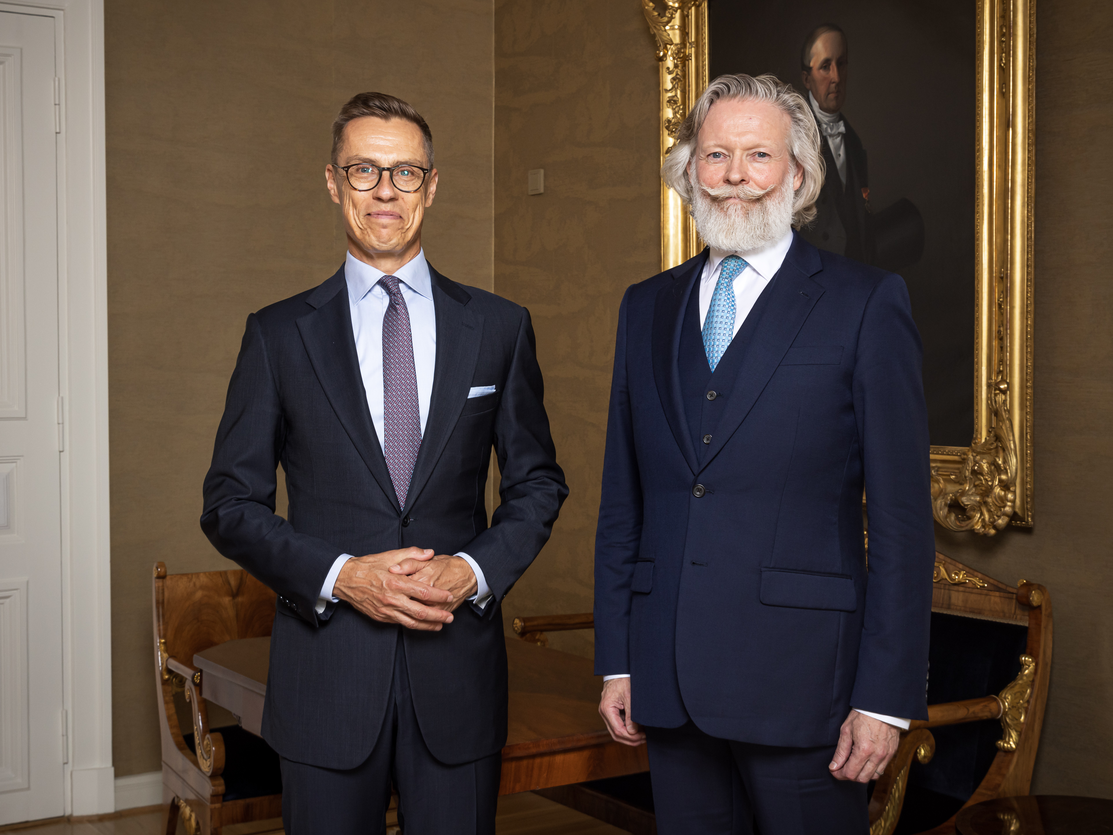Ambassadör Peter Ericson (t.h.) och republiken Finlands president Alexander Stubb