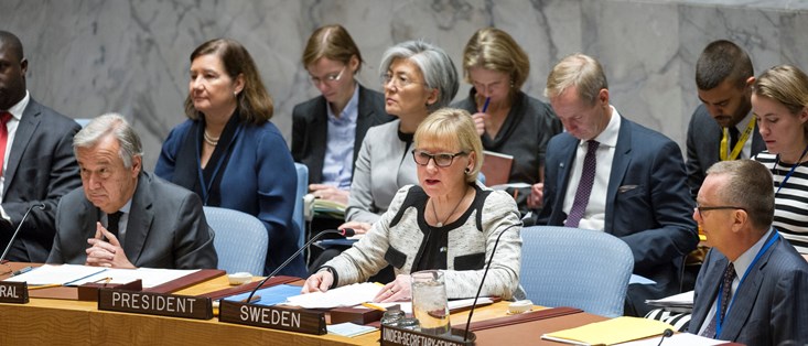 Utrikesminister Margot Wallström i FN:s säkerhetsråd