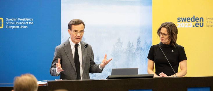 Statsminister Ulf Kristersson och EU-minister Jessika Roswall