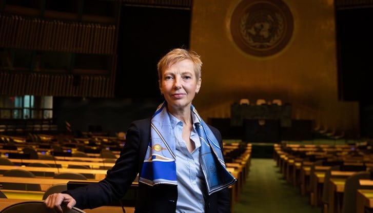 Anna Karin Eneström, new Permanent Representative of Sweden to the United Nations, in the United Nations General Assembly