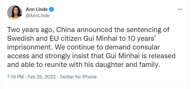 Tweet by Ann Linde