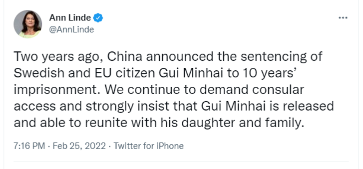 Tweet by Ann Linde
