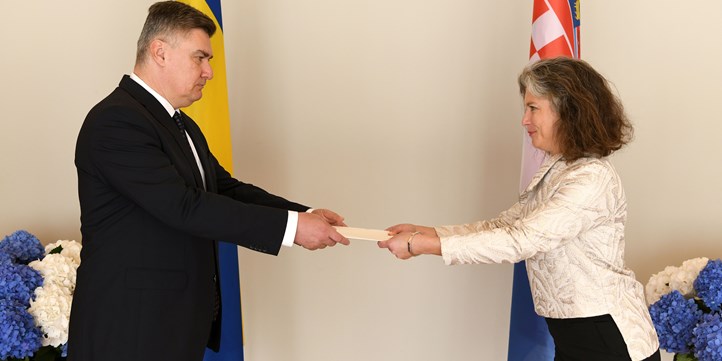 Ambassador Anna Boda presenting her credentials to the President of Croatia Zoran Milanović