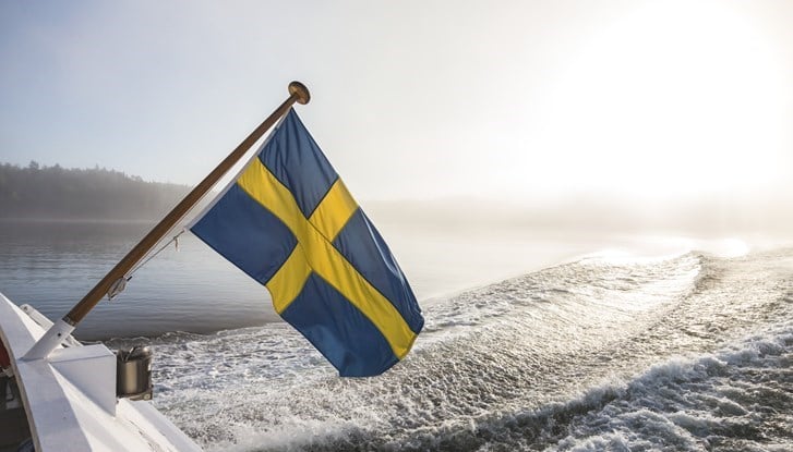 Swedish flag  in the archipelago