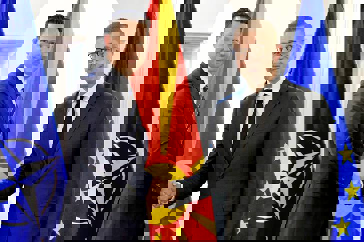 Ambassador Ola Sohlström and Prime Minister of the Government of North Macedonia Mr. Hristijan MIckoski