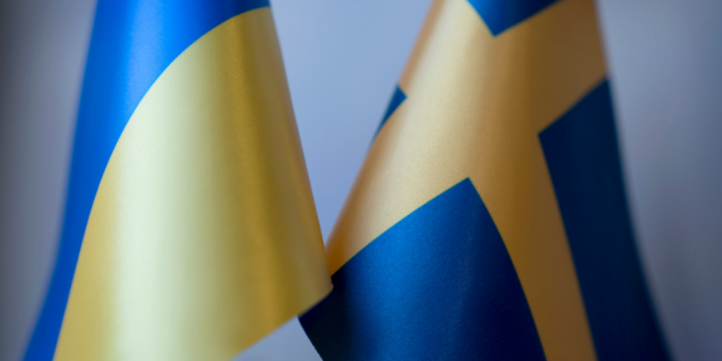 Ukrainian and Swedish flag