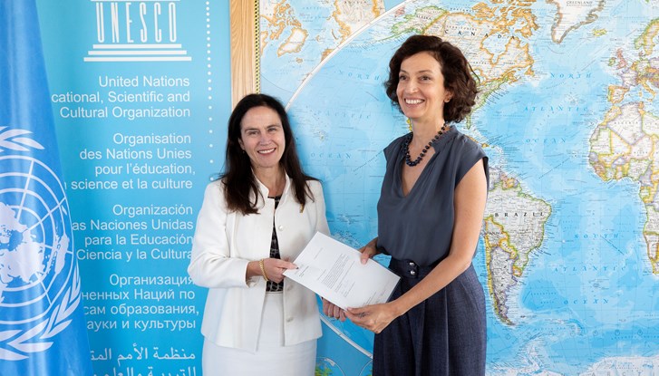 Ambassadör Anna Brandt och Unescos Generaldirektör Audrey Azoulay