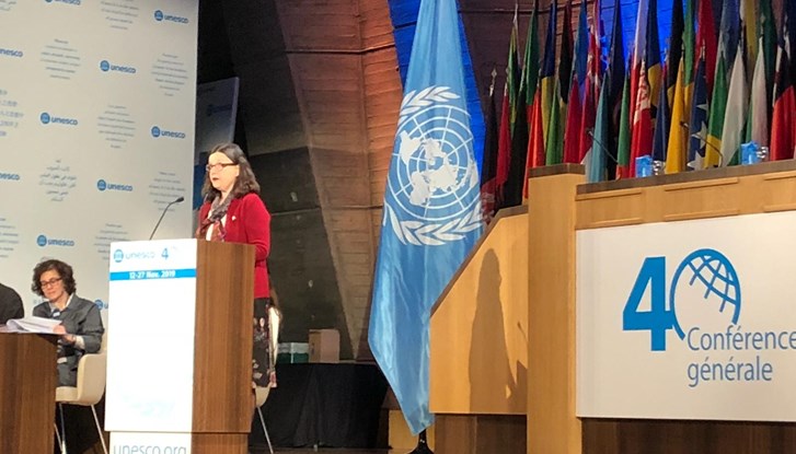 Utbildningsminister Anna Ekström vid Unescos 40:e generalkonferens i Paris