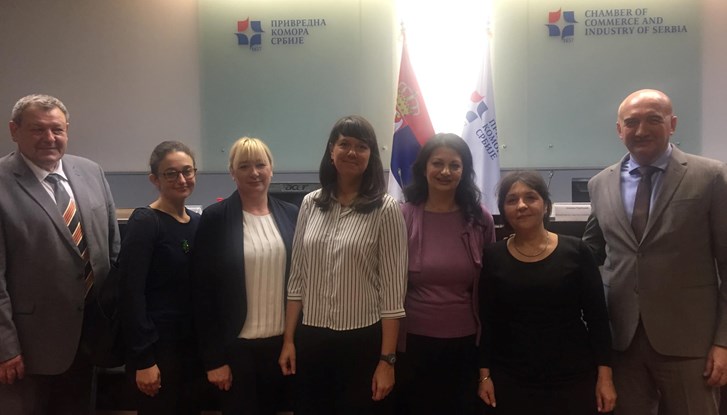 Aleksandar Vesic (from the ministry of environmental protection), Ida Reuterswärd, Sonja Roglic (the ministry), Anna Nordberg (rådgivare Kemikalieinspektionen), Olivera Pavicevic (ministry), Snezana Joksimovic (the ministry) and Dragan Stevanovic (secretary of the Chamber of Commerce and Industry in Serbia)