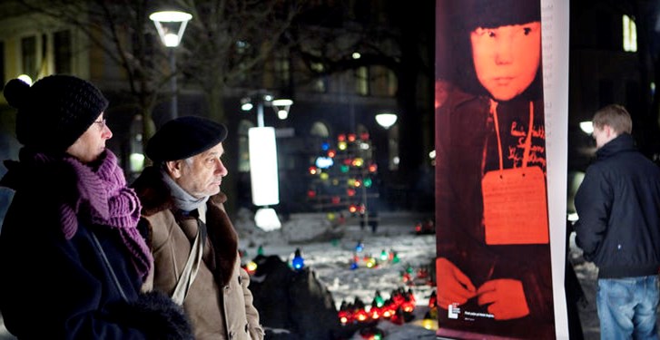 Holocaust remembrence day at Raoul Wallenberg square in Stockholm