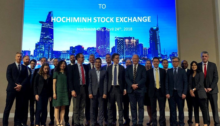 The business delegation at Ho Chi Minh stock exchange
