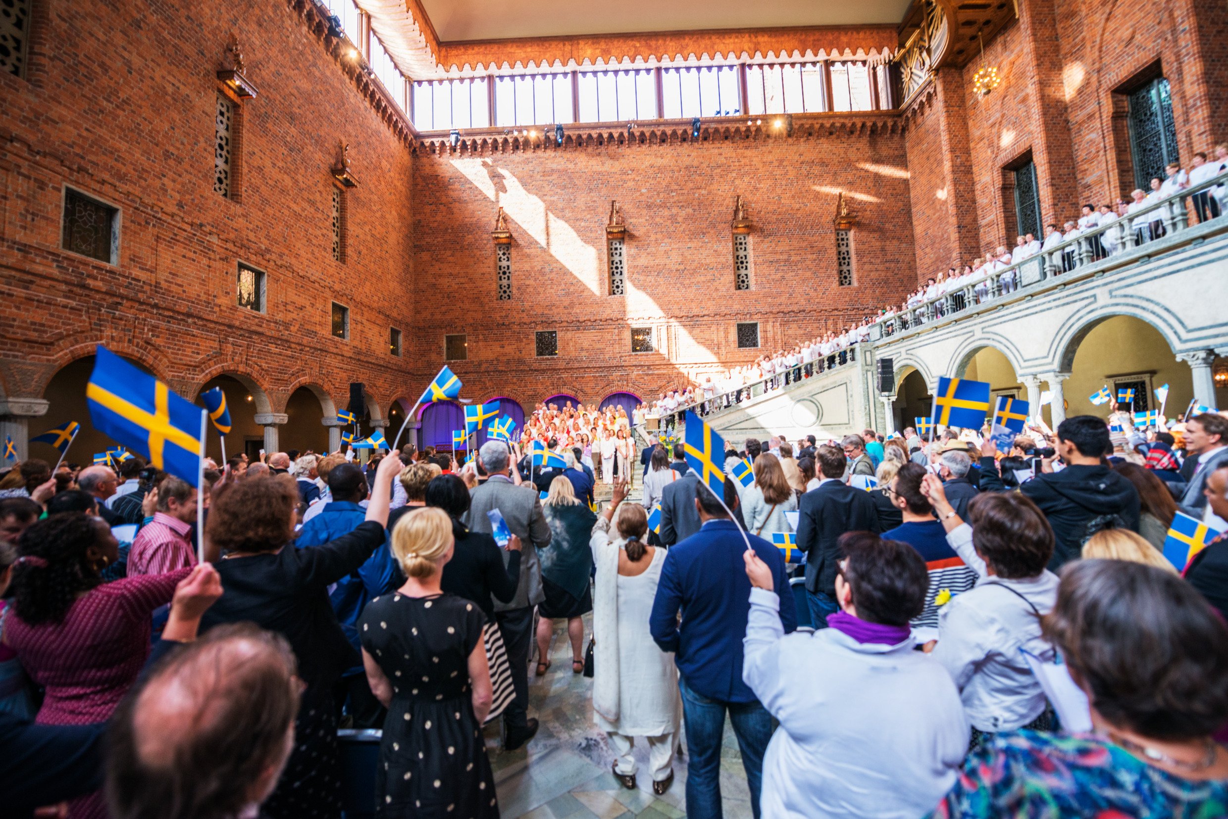 Ceremoni för nya svenska medborgare på Stadshuset i Stockholm.